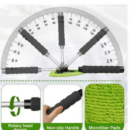 Windshield Cleaning Tool Car Window Cleaner with and Washable Pads and Extendable Handle