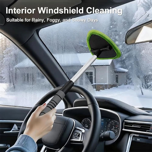 Windshield Cleaning Tool Car Window Cleaner with and Washable Pads and Extendable Handle