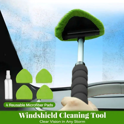 Windshield Cleaning Tool Car Window Cleaner with and Washable Pads and Extendable Handle