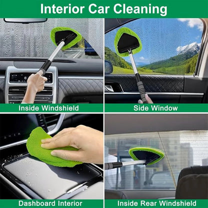 Windshield Cleaning Tool Car Window Cleaner with and Washable Pads and Extendable Handle
