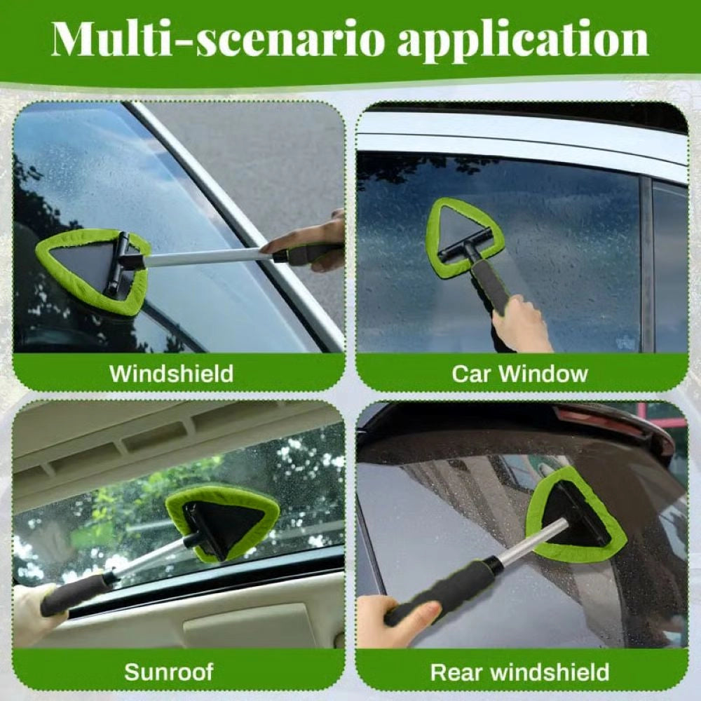 Windshield Cleaning Tool Car Window Cleaner with and Washable Pads and Extendable Handle